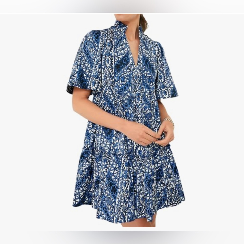 Blue and White Patterned Dress